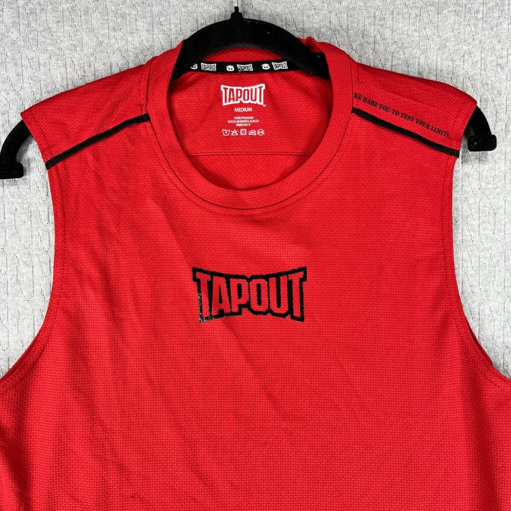 Tapout Tank Top Men M Red Sleeveless Performance UFC Fight Gym Shirt MMA Logo